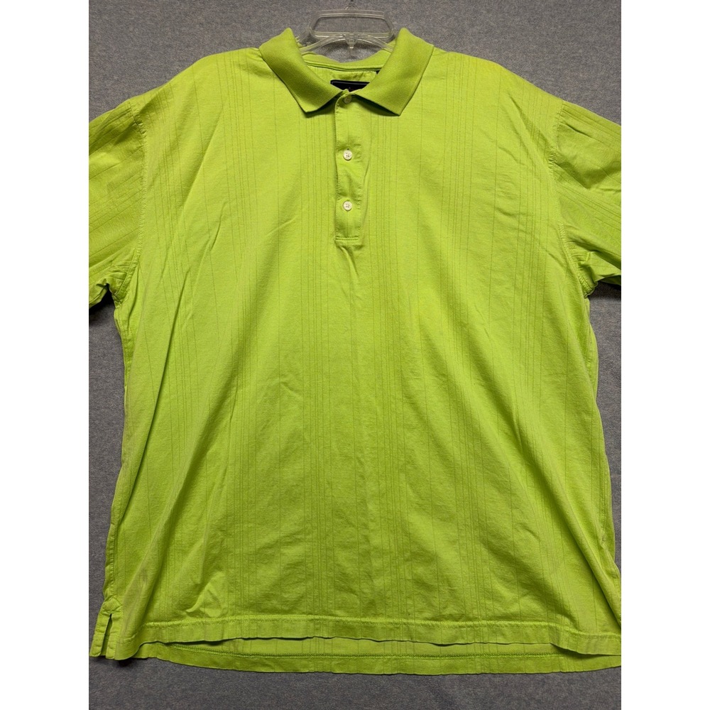 Greg Norman Mens XXL Lime Green Textured Stripe Short Sleeve Golf Polo Shirt